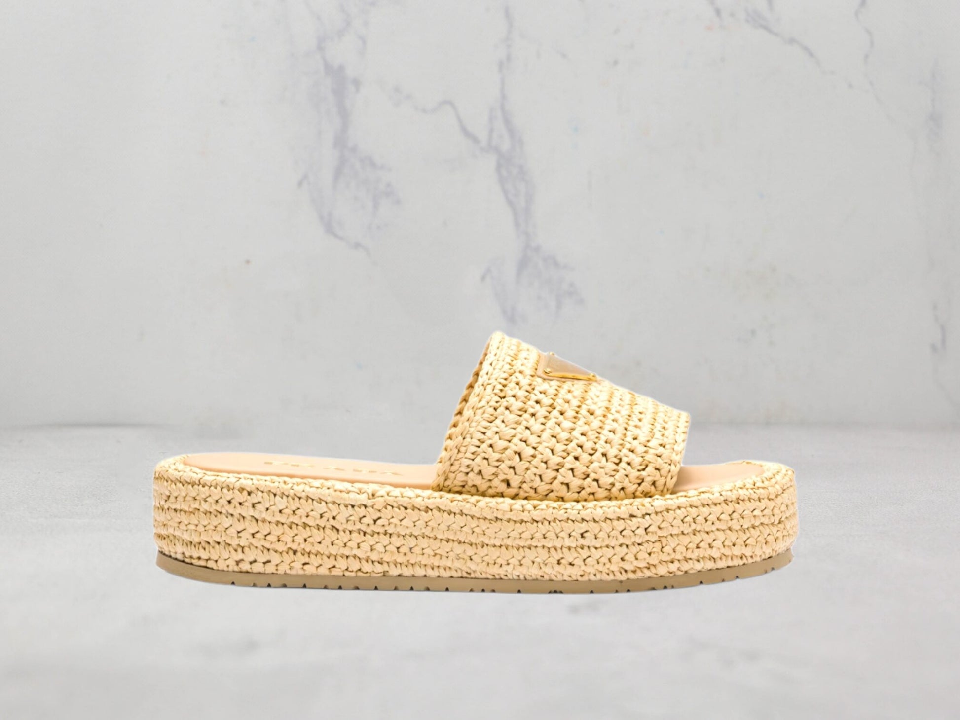 Mules à plateforme plate en crochet Prada