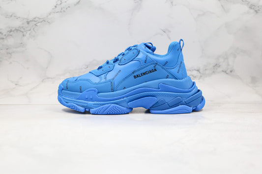 Balenciaga Triple S &#8211; Allover Logo - Bleu