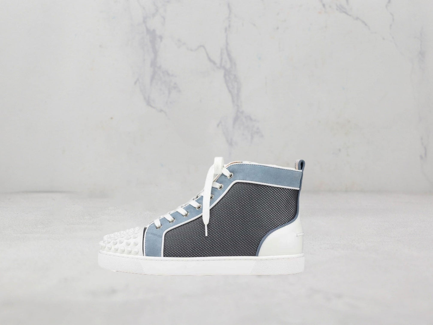 Christian Louboutin &#8211; Lou Spikes Sneakers Hautes - Blanc/Noir