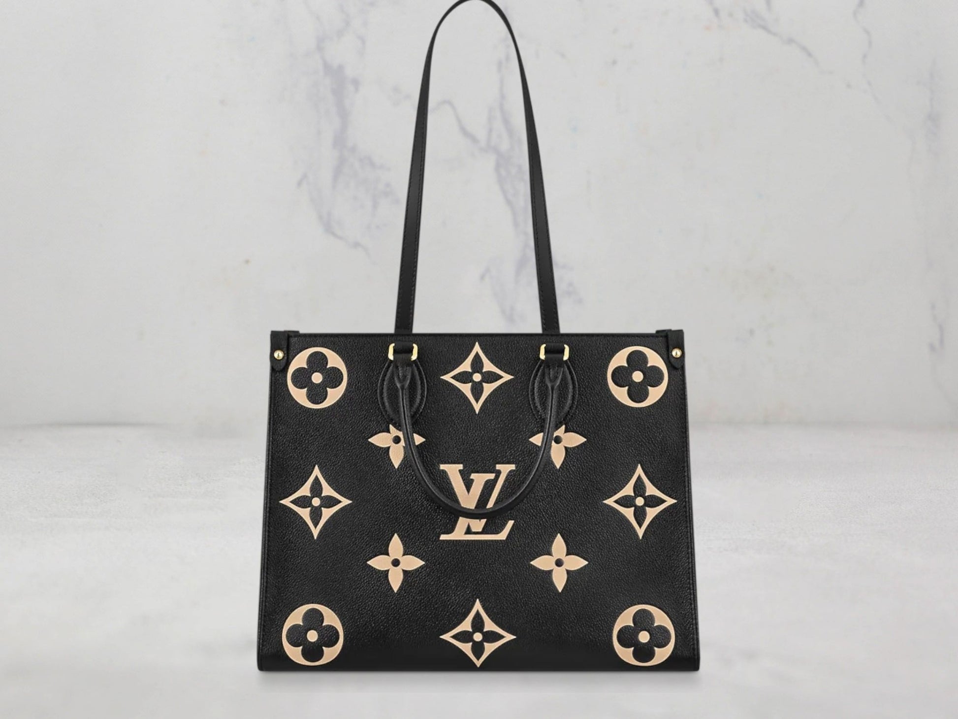 Louis Vuitton &#8211; Cabas Onthego (Taille Moyen) Cuir Monogram Empreinte Bicolore - Gris