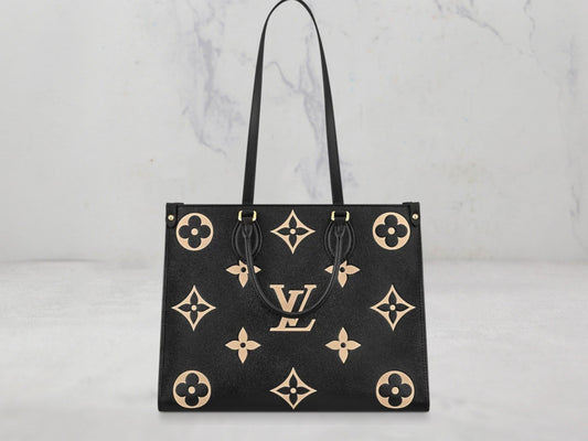 Louis Vuitton &#8211; Cabas Onthego (Taille Moyen) Cuir Monogram Empreinte Bicolore - Orange
