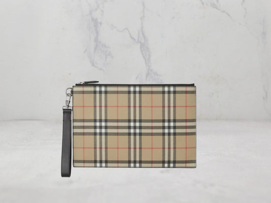 Grande pochette Burberry zippée - Marron