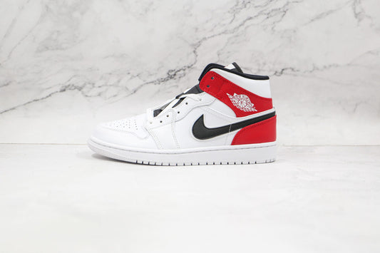 Jordan 1 Mid White Black Gym Red - 
